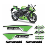 Kit Adesivo Compatível Lateral Ninja Zx-6r 600 2012 F263 Cor Verde