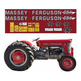 Kit Adesivo Emblema Compatível Trator Massey Ferguson Mf 65x
