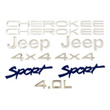 Kit Adesivo Emblema Resinado Jeep Cherokee Sport Cromado