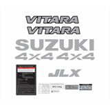  Kit Adesivo Emblema Suzuki Vitara 4x4 Jlx Prata + Etiquetas