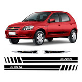 Kit Adesivo Faixa Lateral Aplique Carro Celta Prisma Kit62