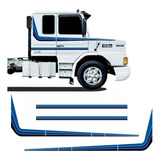 Kit Adesivo Faixa Lateral Caminhão Scania 113h Azul