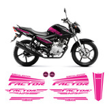Kit Adesivo Faixa Lateral Emblema Yamaha Factor 125 Rosa