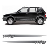Kit Adesivo Faixa Lateral Fiat Uno Way Mille 2009 10 11 2012