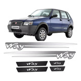 Kit Adesivo Faixa Lateral Uno Way 2008 A 2012 Soleira Porta