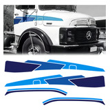 Kit Adesivo Faixa Porta Caminhão Mb 1113 1114 1313 2013 Azul
