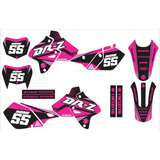 Kit Adesivo Moto Cross Trilha Compatível Suzuki Drz 400 Cor Drz 400 Preto E Rosa