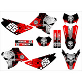 Kit Adesivo Moto Cross Trilha Xtz 125 Caveira Vermelha Lm321