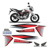 Kit Adesivo Moto Honda Cg Titan 160 Ex 2016 2017 Vermelho