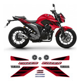 Kit Adesivo Moto Yamaha Fazer 250 Fz 2022 Vermelha F486