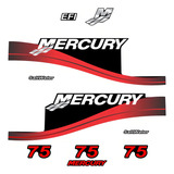 Kit Adesivo Motor De Popa Mercury 75 Hp Vermelho