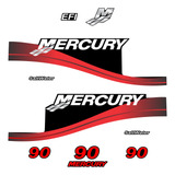 Kit Adesivo Motor De Popa Mercury 90 Hp Vermelho