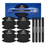 Kit Adesivo Protetor Maçaneta Fibra Carbono Emblema Nissan