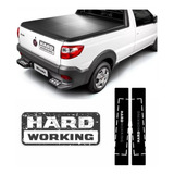 Kit Adesivo Tampa Traseira Par De Soleira Strada Hard Work