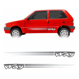 Kit Adesivos 2 Portas Faixas Laterais Uno Mille Way
