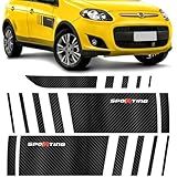 Kit Adesivos Automotivos Laterais E Tampa Traseira- Fibra De Carbono- Palio Sporting Atractive 2012 A 2016