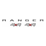 Kit Adesivos Emblema 4x4 + Ranger Preto Borda Cinza Ford