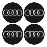 Kit Adesivos Emblema Calota 70mm Carro Audi Preto Resinado
