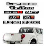 Kit Adesivos Emblemas Mitsubishi L200 Triton 3 2 Cr Resinado