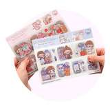 Kit Adesivos Espátula Menininha Fofa Kawaii 60 Adesivos