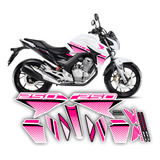 Kit Adesivos Faixas Cb Twister 250 2022 23 Moto Branca Rosa