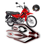 Kit Adesivos Faixas Pop 110i Completa Cores Personalizadas Cor Moto Vermelha Preto E Branco