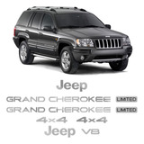 Kit Adesivos Jeep Grand Cherokee V8 96 99 Emblema Cromado
