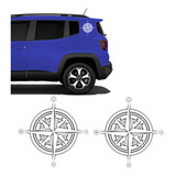 Kit Adesivos Jeep Renegade Bússola Rosa Dos Ventos Lateral