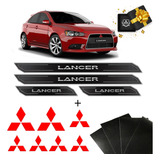 Kit Adesivos Lancer Vermelho Refletivo Soleira Protetora