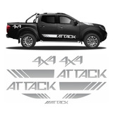 Kit Adesivos Nissan Frontier Attack 4x4 Prata 2017 2018 2019