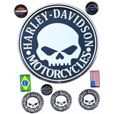 Kit Adesivos Resinados Harley Caveira Prata Grande Hd Skull
