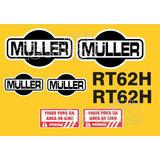 Kit Adesivos Rolo Compactador Compatível Com Muller Rt 62h Cor Adesivo Emblema Gráfico Rt62h