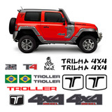 Kit Adesivos Troller T4 2015 2021 4x4 Trilha Dakar Completo
