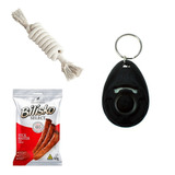 Kit Adestramento Clicker Petisco Bilisko E Brinquedo Corda
