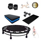 Kit Aeróbico Mini Jump colchonete peso1kg caneleira4kg step Cor Preto