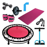 Kit Aeróbico Para Treino De Ginástica Com Mini Jump Pesos Cor Rosa