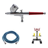 Kit Aerógrafo De Dupla Ação 0.3mm Suporte E Mangueira