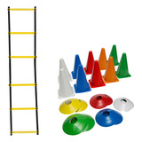 Kit Agilidade 10 Cones 10 Chapeu Chines Escada 7 Degraus