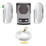 Kit Agl Interfone 2 Pontos Para Duas Casas Apto 100 Mts Cabo 4 Vias