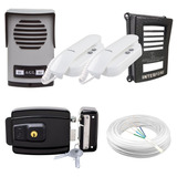 Kit Agl Interfone Coletivo 2 Pontos Fechadura Elétrica Reversível 100 Mts Cabo Protetor