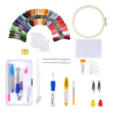 Kit Agulha Magica Bastidor Linhas Pano Bordado Ponto Russo 