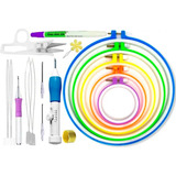 Kit Agulha Magica Bastidores Bordado Ponto Russo Alto Relevo