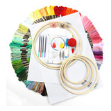 Kit Agulha Magica Ponto Russo Bastidor Linhas 100 Cores