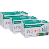 Kit Agulha P caneta De Insulina 4mm 32g Com 300un Uniqmed