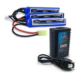Kit Airsoft Carregador Balanceador Imax B3 Bateria Lipo 11 1v 3s 1100mah 20c Aeg M4 Rifle Leão Mini Tamiya Elétrico
