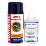 Kit Alcool Isopropilico 110ml E Limpa Contato 210ml Limpeza