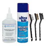 Kit Alcool Isopropilico Limpa Contato 3 Escovas Especiais