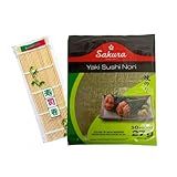 Kit Alga Marinha Nori 10 Fls E Esteira Bambu Sudare Sushi