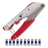 Kit Alicate Compressão Rg6 10 Conectores Rg6