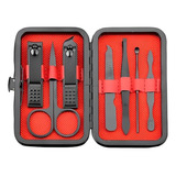 Kit Alicate Cortador Unha Manicure Tesoura Aço C Estojo Cor Preto